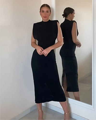 Priyanka – Elegantes, ärmelloses Kleid mit Stehkragen