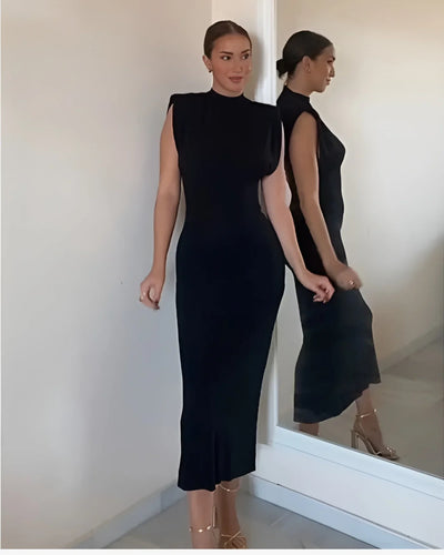 Priyanka – Elegantes, ärmelloses Kleid mit Stehkragen
