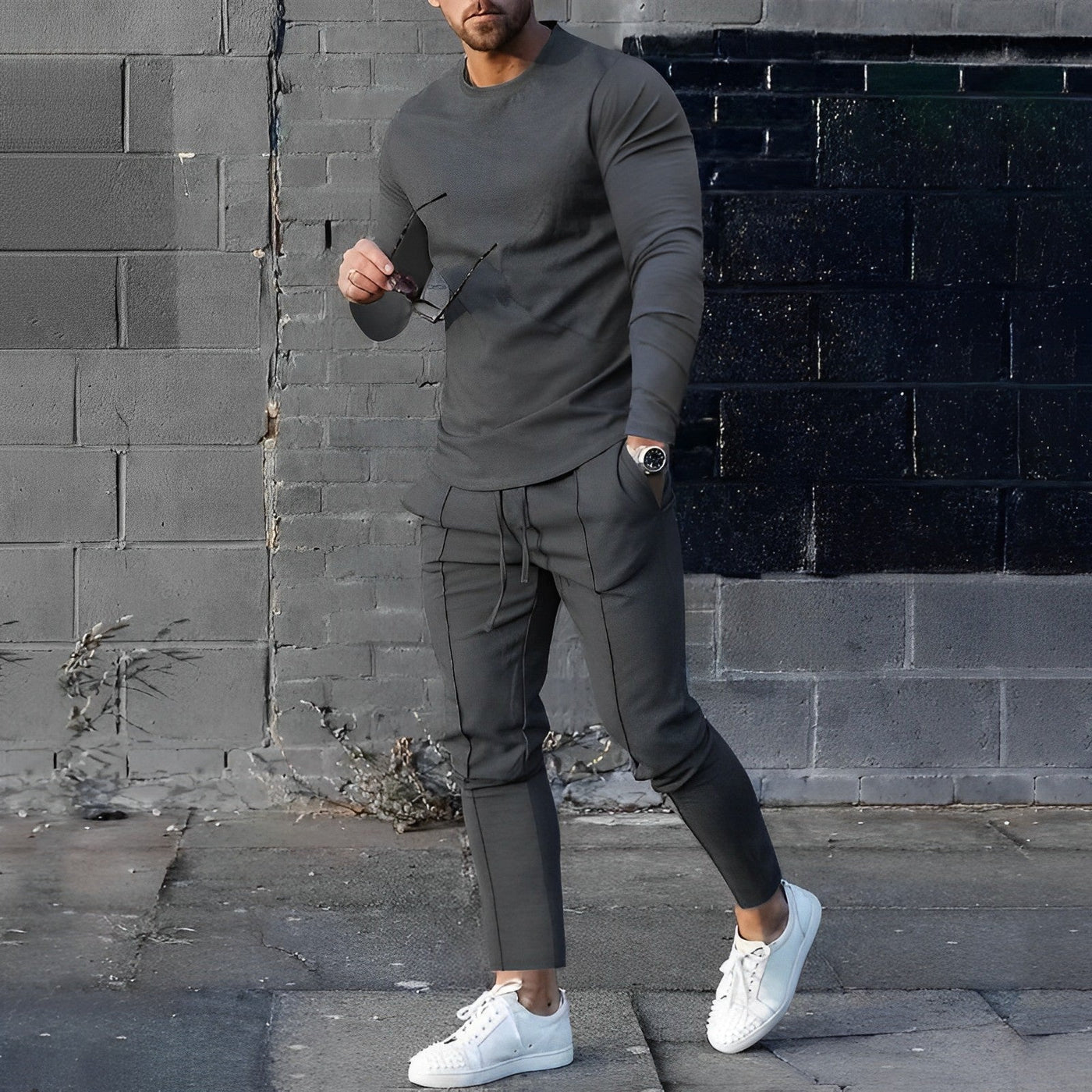Avelena | Klassischer Langarm-Pullover und Hosen-Set für Männer