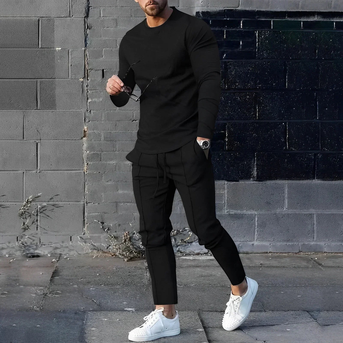 Avelena | Klassischer Langarm-Pullover und Hosen-Set für Männer