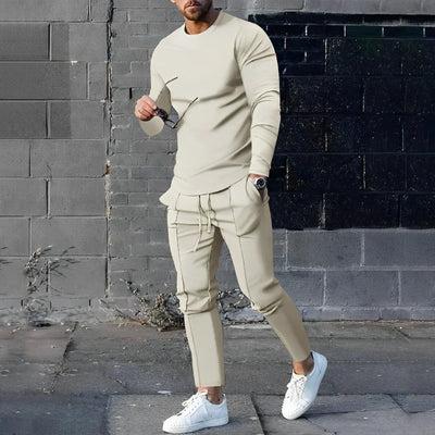 Avelena | Klassischer Langarm-Pullover und Hosen-Set für Männer