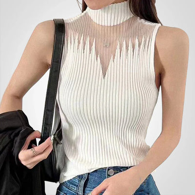 Rudolfa | Transparentes gestricktes Crop-Top mit Neckholder