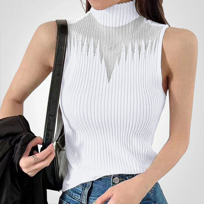 Rudolfa | Transparentes gestricktes Crop-Top mit Neckholder