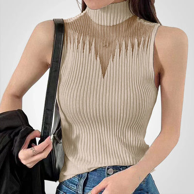 Rudolfa | Transparentes gestricktes Crop-Top mit Neckholder