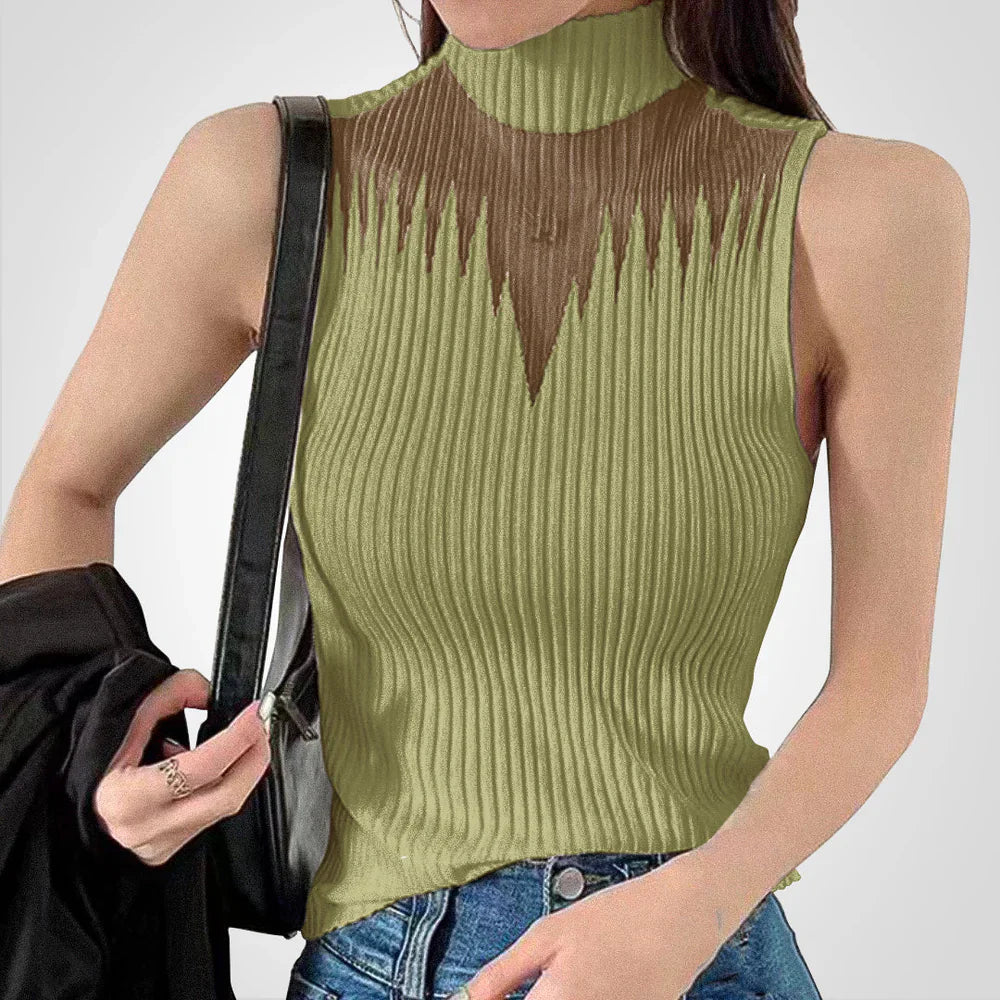 Rudolfa | Transparentes gestricktes Crop-Top mit Neckholder