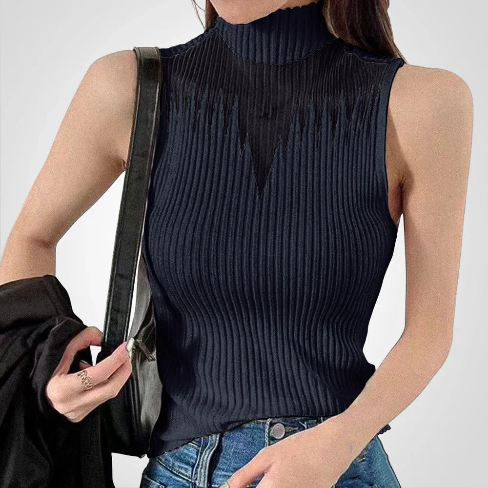 Rudolfa | Transparentes gestricktes Crop-Top mit Neckholder