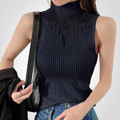 Rudolfa | Transparentes gestricktes Crop-Top mit Neckholder