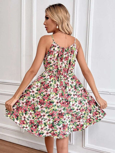 Sommerkleid mit Blumenmuster | Spaghettiträger | Leicht & Feminin