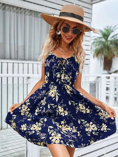 Sommerkleid mit Blumenmuster | Spaghettiträger | Leicht & Feminin