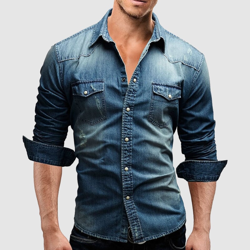 Avelena | Denim Poloshirt