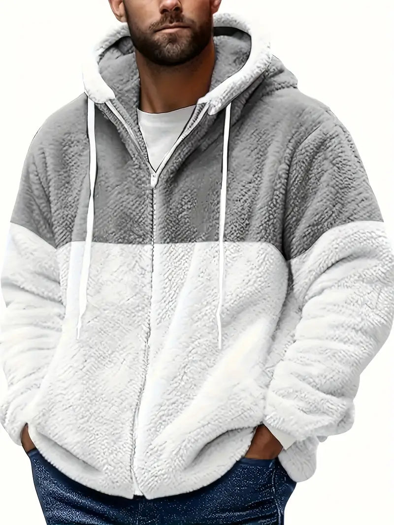 Avelena | Lässiger Fleece-Hoodie für Männer Kuschelige Polyester-Zip-Up-Jacke
