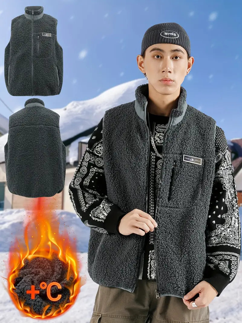 Avelena | Firebrick Wendbare Fleece-Weste für Männer Ärmellos, Warm und Dick