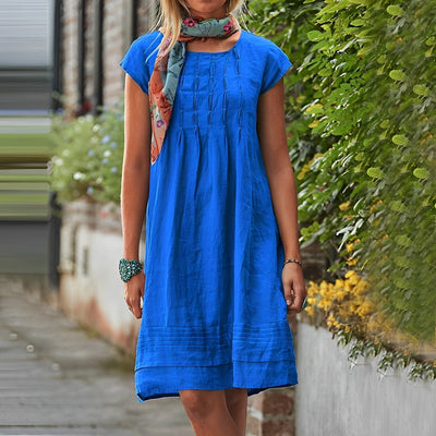 Avelena | Schönes Schlichtes Kleid mit Kurzen Ärmeln