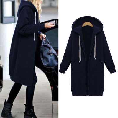 Avelena | Chic Lange Sweatshirt-Jacke