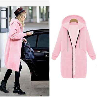 Avelena | Chic Lange Sweatshirt-Jacke