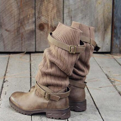 Avelena | Warme Wollstricklederstiefel für Frauen