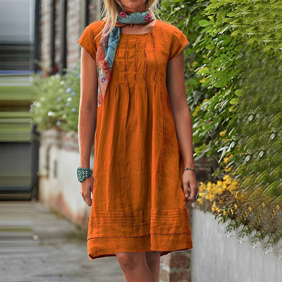 Avelena | Schönes Schlichtes Kleid mit Kurzen Ärmeln