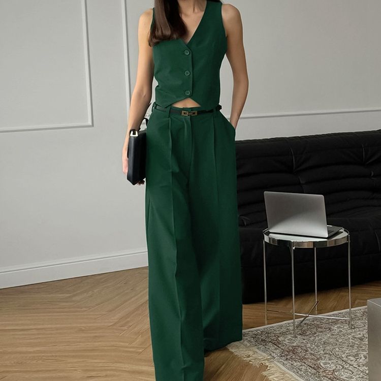 Avelena | Zweiteiliges Ärmelloses Business Casual Ensemble