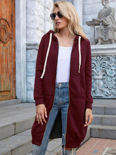 Avelena | Chic Lange Sweatshirt-Jacke