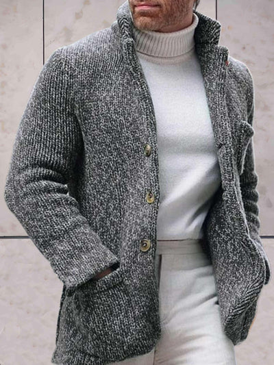 Avelena | Lässige Strickjacke mit Hohem Halsausschnitt und Knopfverschluss