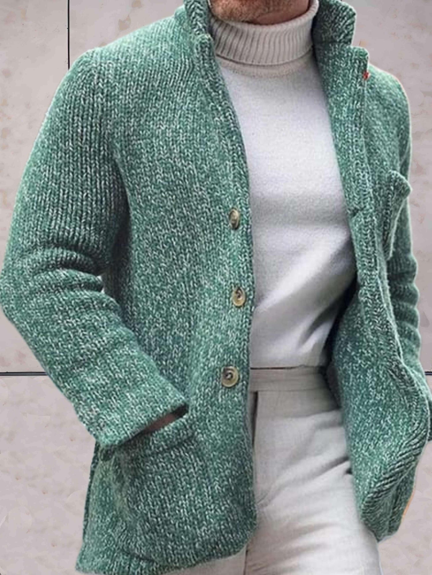 Avelena | Lässige Strickjacke mit Hohem Halsausschnitt und Knopfverschluss