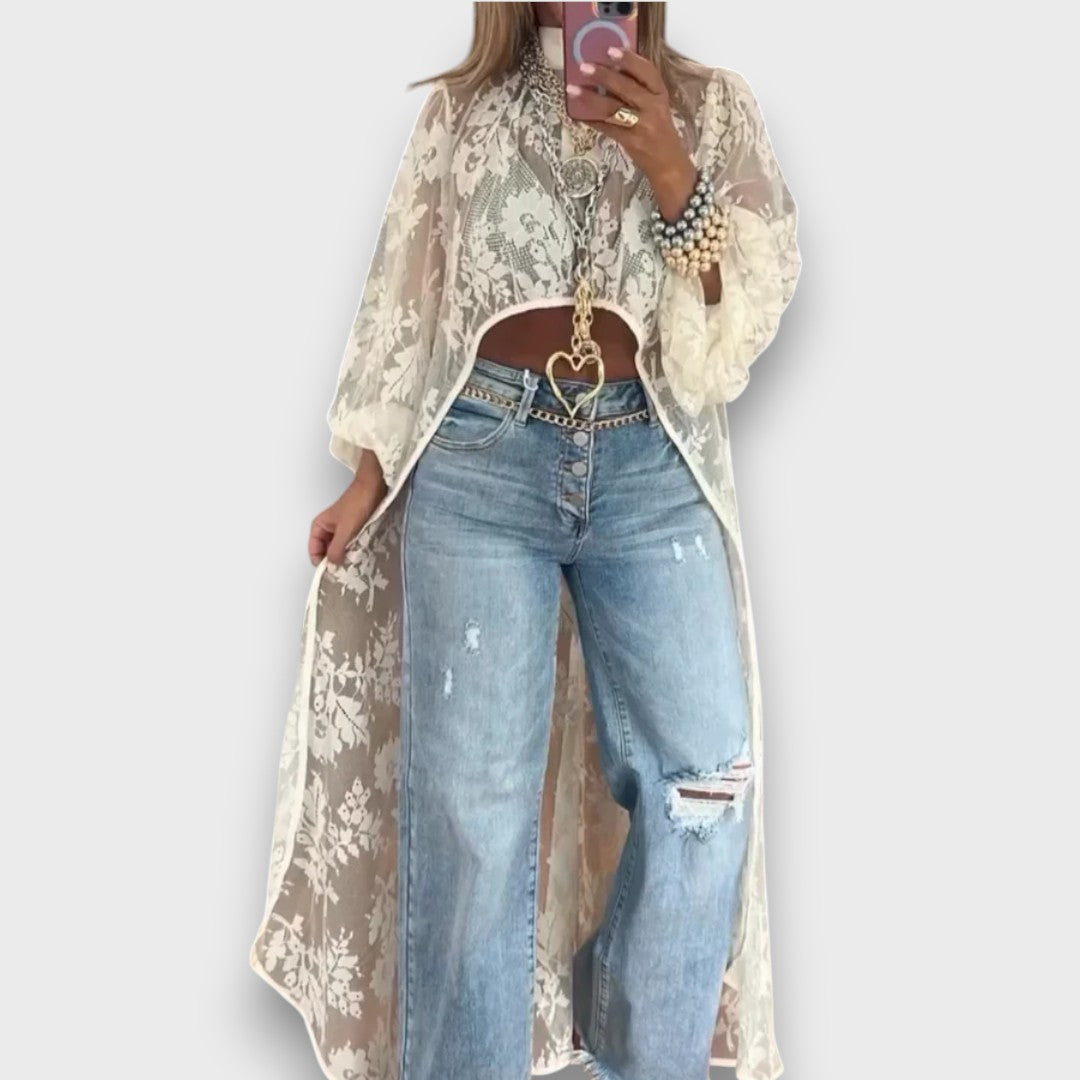 Maiva – Lange Bluse aus transparenter Spitze