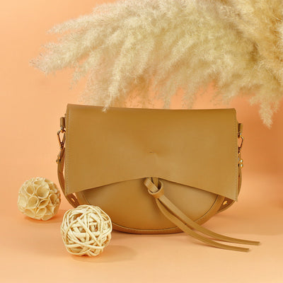 Vintage Damen Schultertasche – Vegan Leder mit Pouch & Canvas Gurt