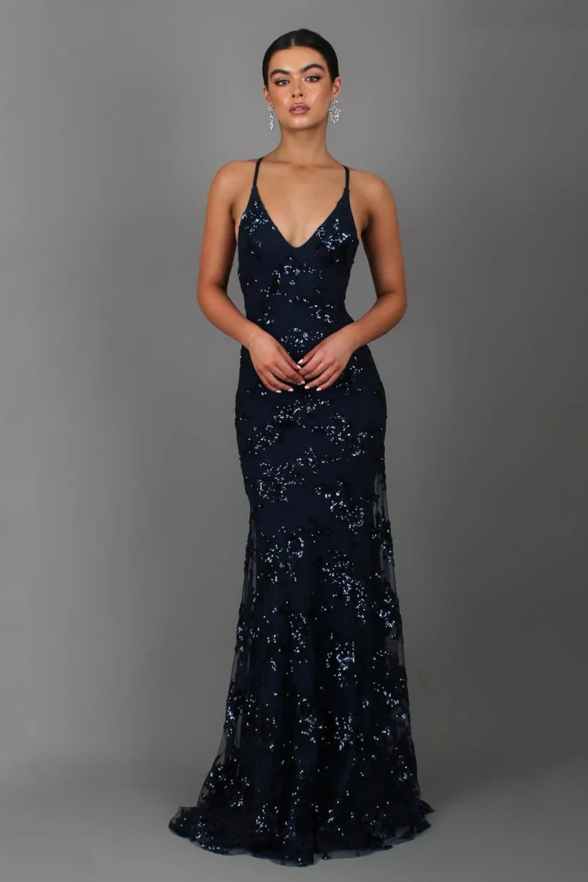 Abendkleid mit Glitzerapplikationen | Eleganz & Glamour | Figurbetonter Schnitt