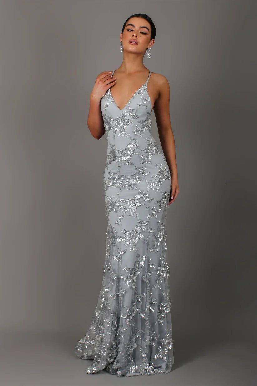 Abendkleid mit Glitzerapplikationen | Eleganz & Glamour | Figurbetonter Schnitt