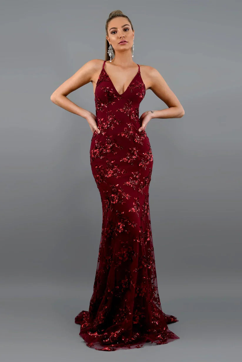 Abendkleid mit Glitzerapplikationen | Eleganz & Glamour | Figurbetonter Schnitt