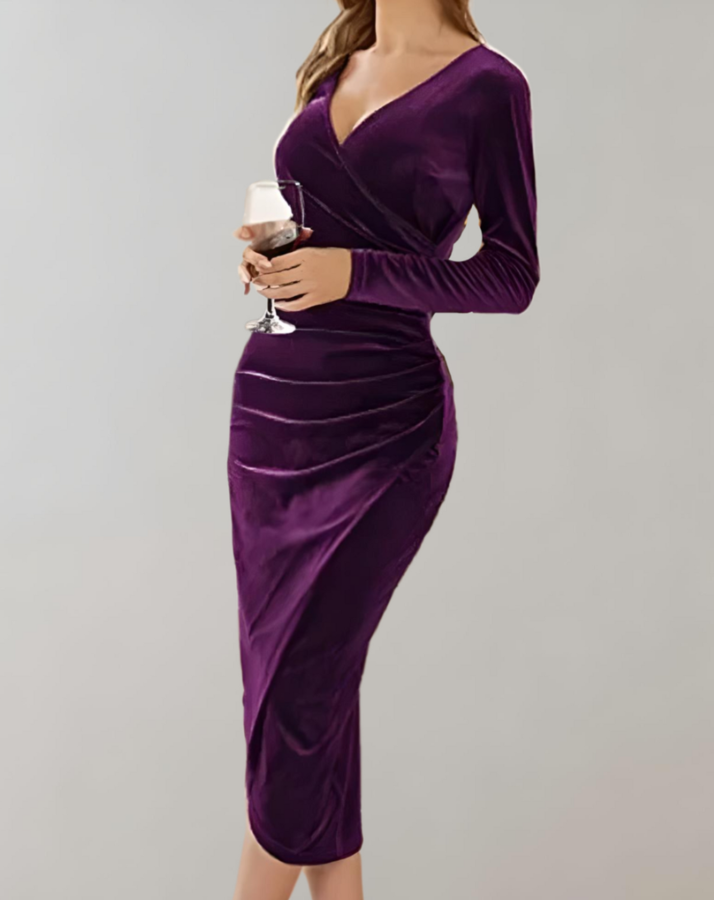 Samt-Wickelkleid | Eleganz und Raffinesse | Figurbetontes Design