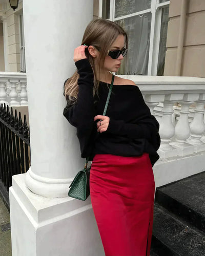 Avelena | Assymetrisch Drapierter Pullover