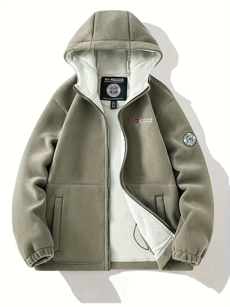 Avelena | Outdoor-Fleece Gefütterte Kapuzenjacke für Männer Polyester