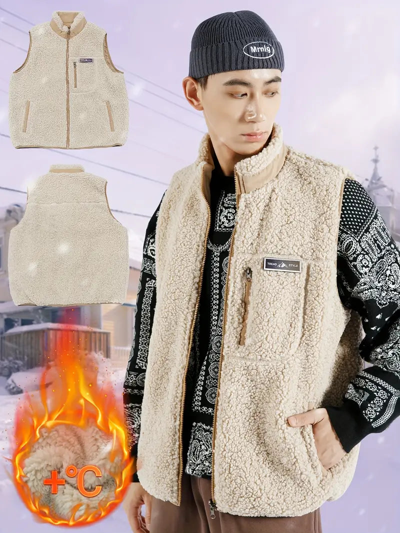 Avelena | Firebrick Wendbare Fleece-Weste für Männer Ärmellos, Warm und Dick