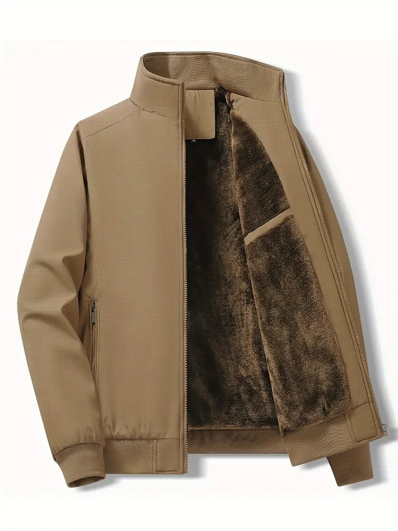 Avelena | Herren Fleecegefütterte Jacke Lässiger, Winddichter Polyester-Mantel