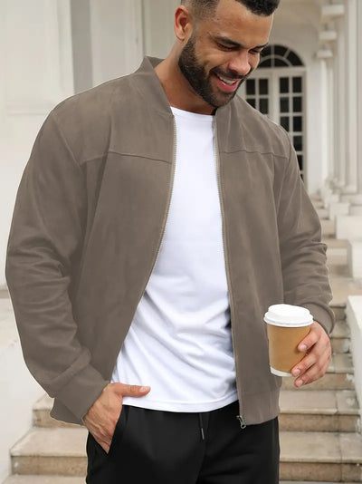Avelena | Herren Vintage-Inspirierte Fleecejacke aus Wildleder Casual Zip-Up