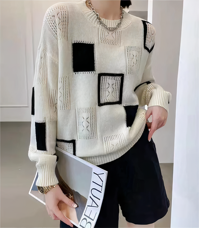 Avelena | Geometrischer Patchwork-Pullover
