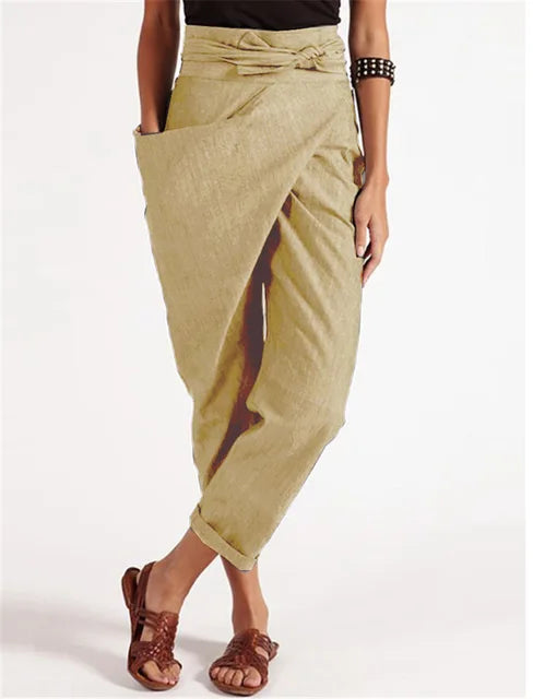 Avelena | Asymmetrische Damenhose mit Hoher Taille und Lockerem Schnitt