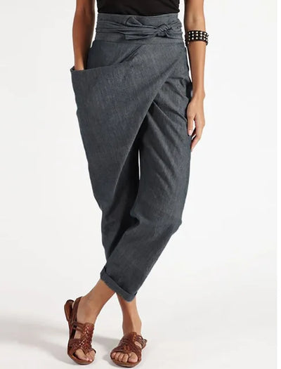 Avelena | Asymmetrische Damenhose mit Hoher Taille und Lockerem Schnitt