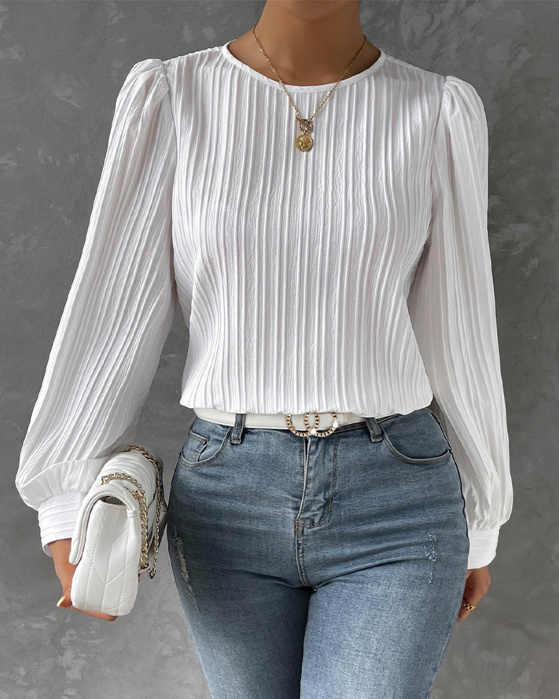 Lena | Elegantes Langarm Top mit Rundhalsausschnitt