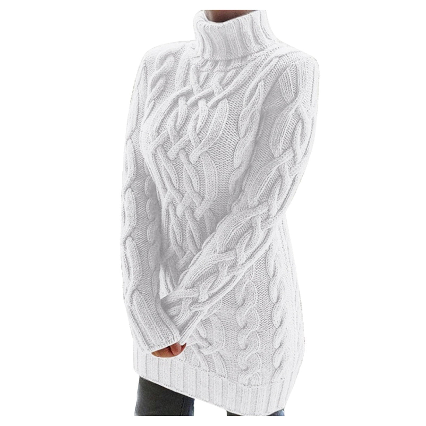Rollkragen-Strickpullover | Zopfmuster | Kuschelig und Elegant