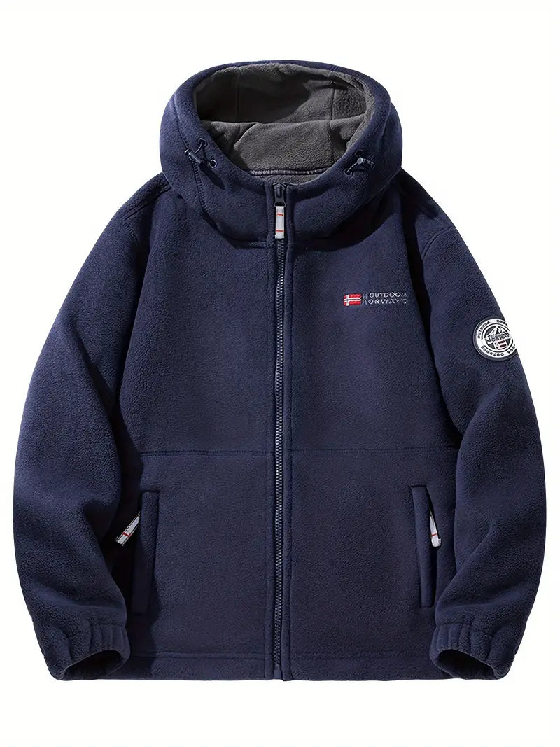 Avelena | Outdoor-Fleece Gefütterte Kapuzenjacke für Männer Polyester