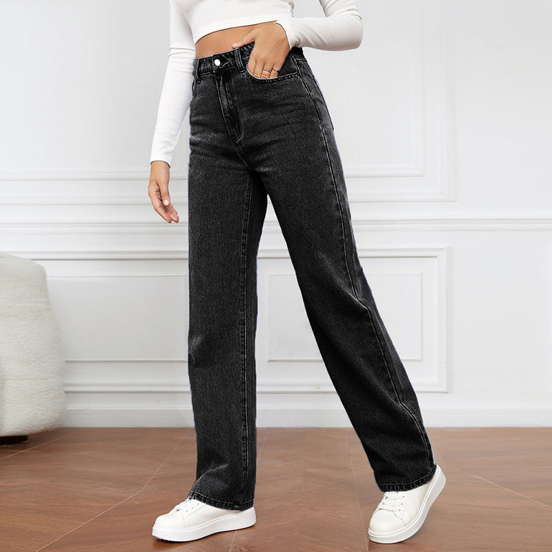 Sorella – Hochtaillierte gewaschene Straight-Leg Jeans