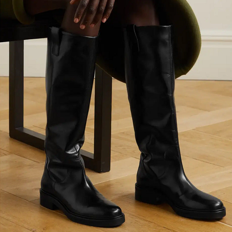 Femme Tall Leder Reitstiefel  Fudus