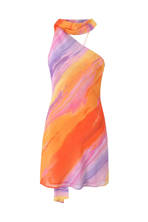 Avelena | Kurzes Kleid Rückenfrei Tie-Dye