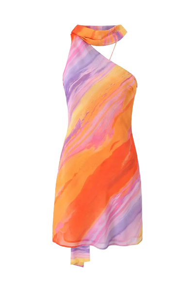 Avelena | Kurzes Kleid Rückenfrei Tie-Dye