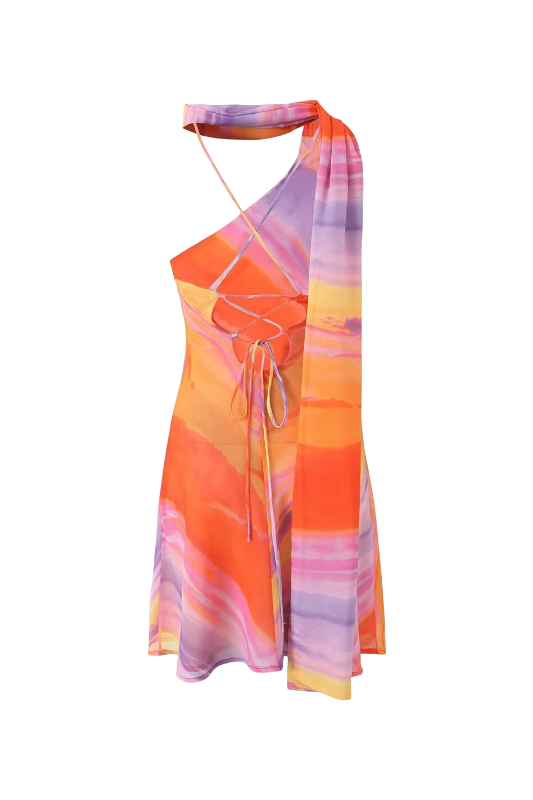 Avelena | Kurzes Kleid Rückenfrei Tie-Dye