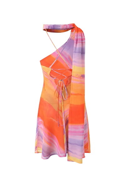Avelena | Kurzes Kleid Rückenfrei Tie-Dye
