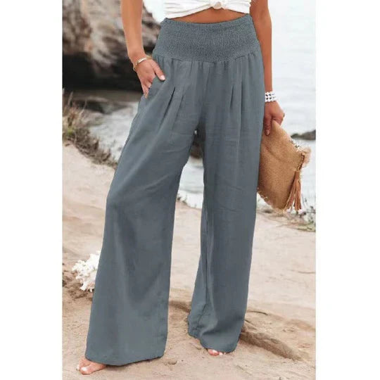 Veronica | Hose mit hoher Taille aus Baumwolle-Leinen