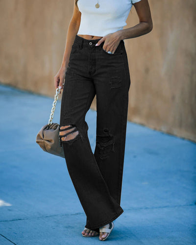 LIRIEL – HIGH WAIST STRAIGHT LEG RIPPED JEANS